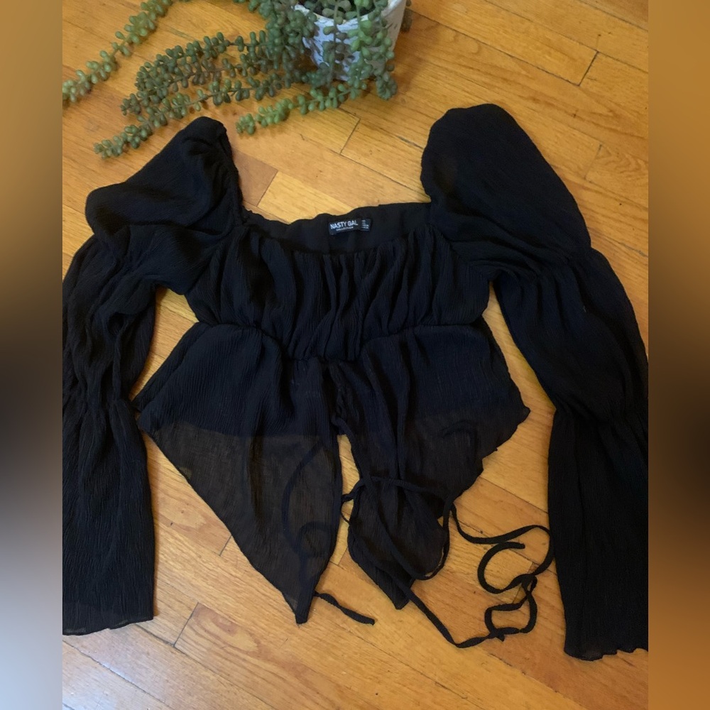 2/$30 Nasty Gal Black Long Sleeved Crop Top